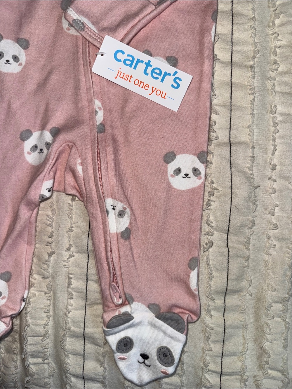 Carter's Pink Panda Footed One-Piece Pajama Romper